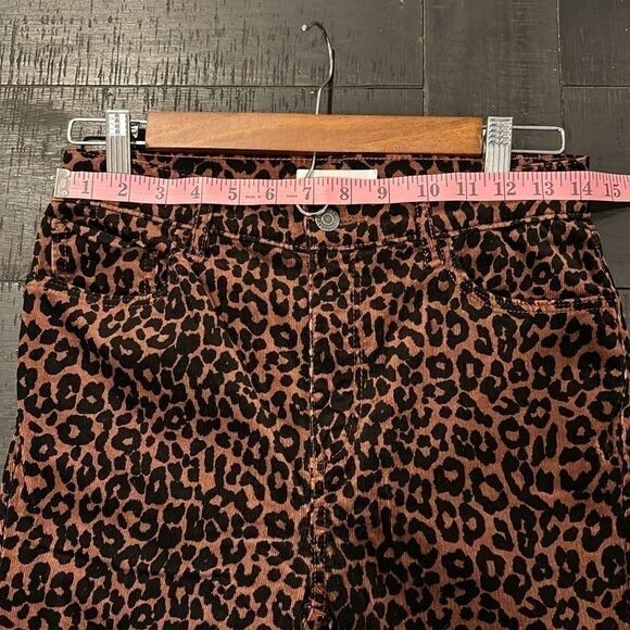 Loft Brown Corduroy Leopard Animal Print High Rise Waist Skinny Jeans Size 2​​​ - Picture 8 of 12